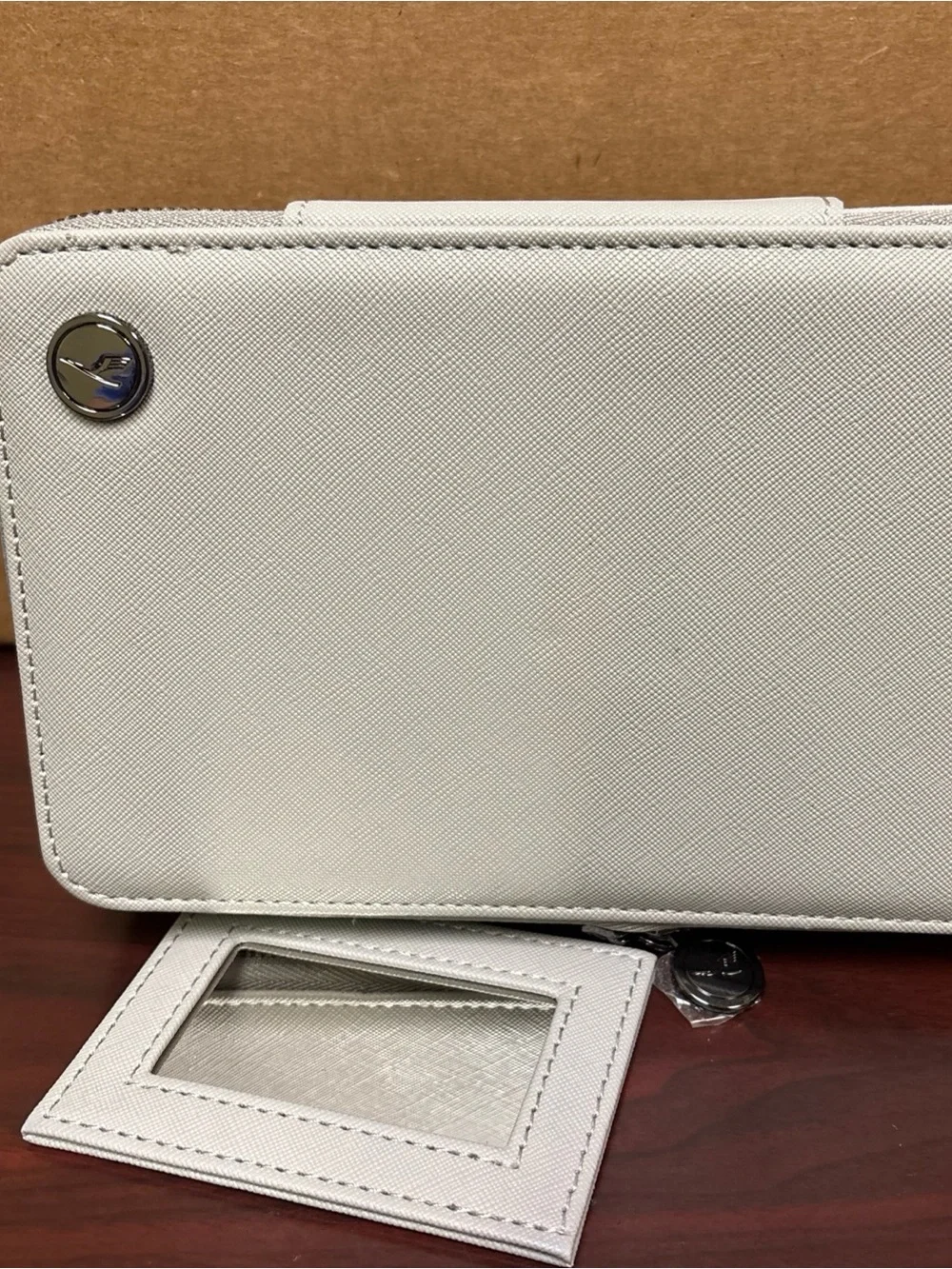 Lufthansa Airlines First Class Leather Amenity Kit Travel Case with Mirror Gray